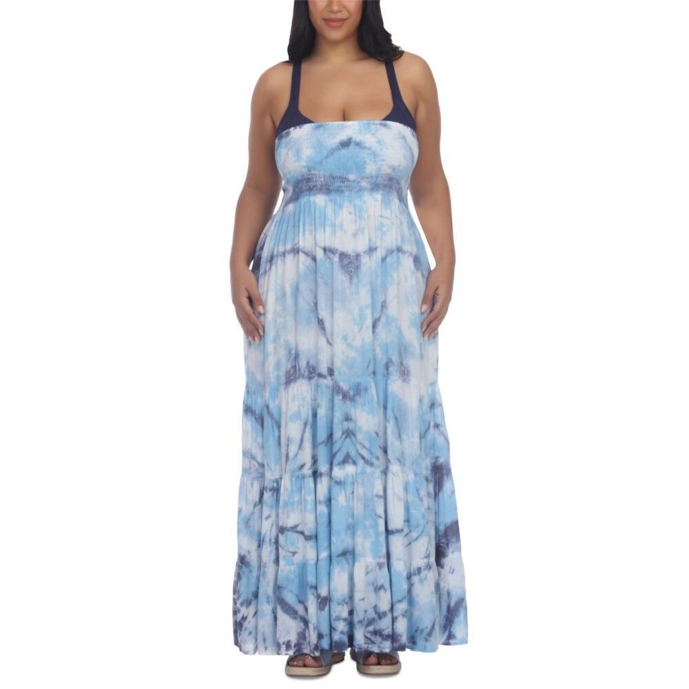 Raviya Plus Womens Tie-Dye Strapless Cover-up Size‎ 1X